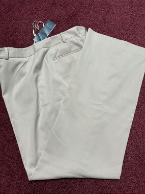 Anne Klein Light Cream Wide-Leg Trousers